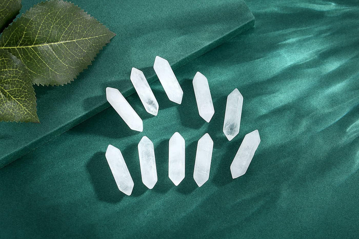Juego de 10 varitas de cristal curativo de cuarzo transparente
