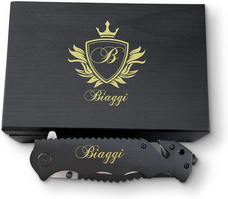 Cuchillo personalizado para senderismo, caja grabada