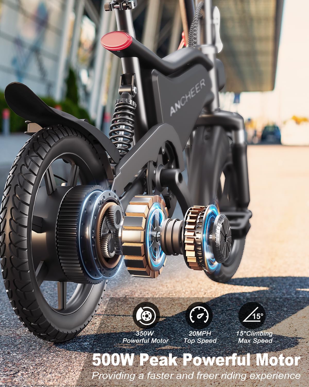 Bicicleta Eléctrica Plegable ANCHEER 350W, 22MPH, Modelo 14