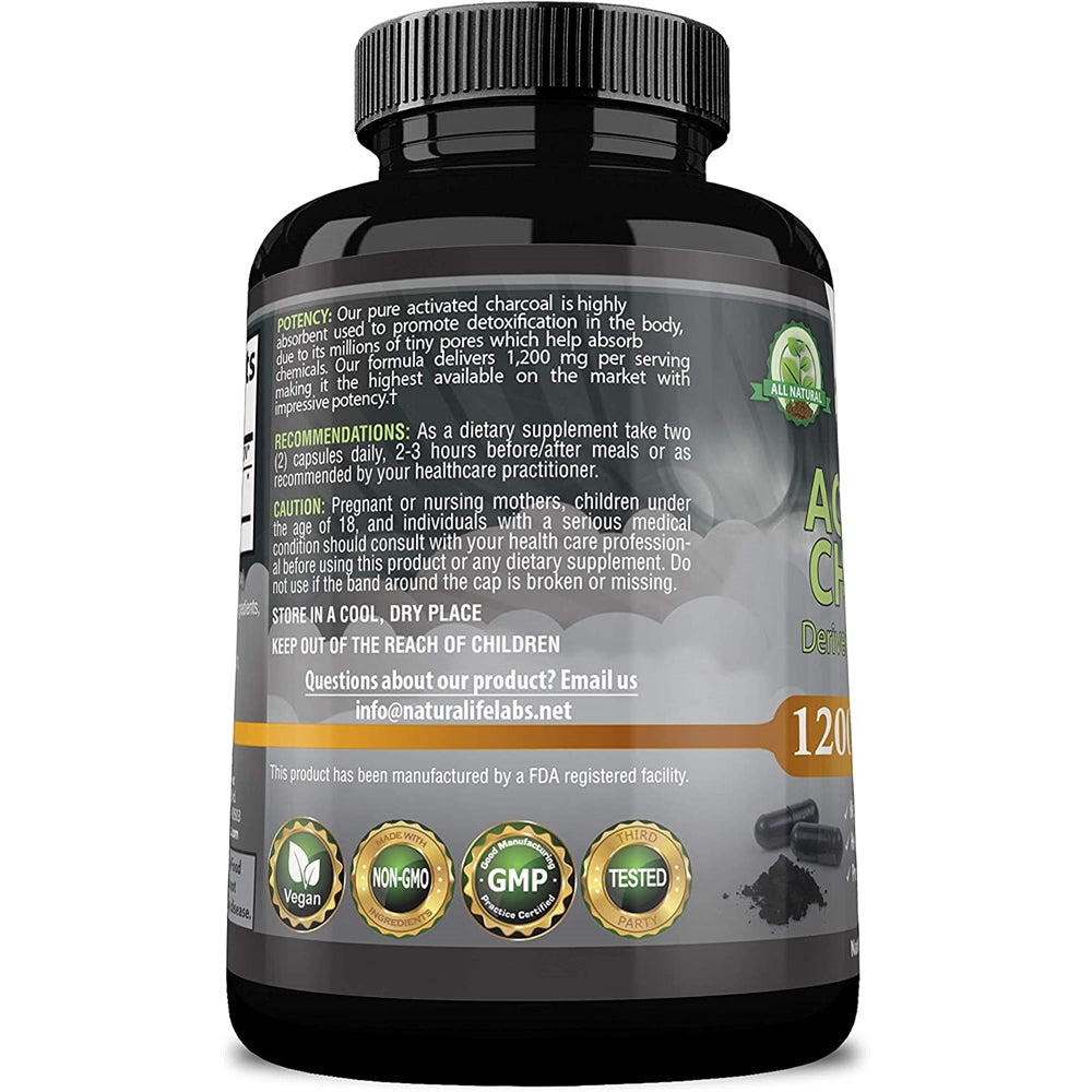 Suplemento Cápsulas de carbón activado  1200 mg  100 cáp