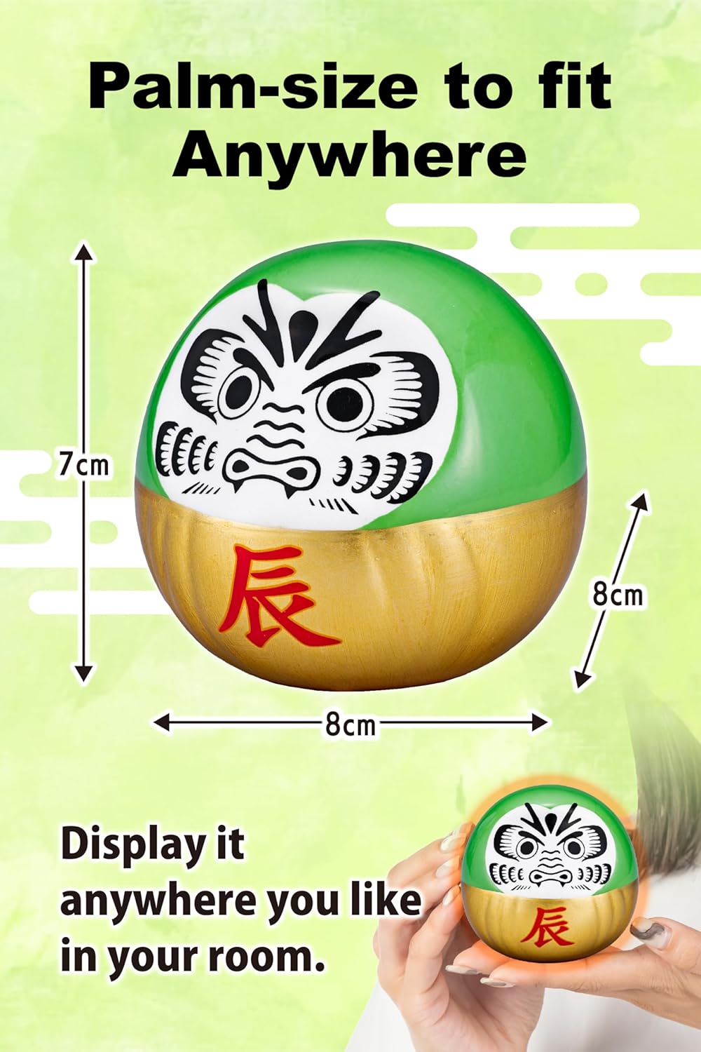 Muñeco Daruma Dragón Japonés 3.15 x 3.15 x 2.75 Decoración Feng Shui
