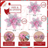 Flores Poinsettia Artificiales, Decoración Navideña, 36 Pcs