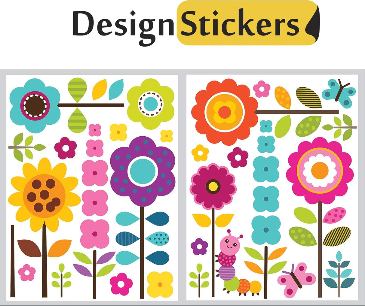Stickers de Pared Florales para Niños - 27 Clings con Regalo