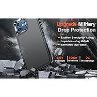 Funda resistente a prueba de golpes para iPhone 12/12 Pro, con [2 protectores de pantalla de vidrio + 2 protectores de lente de cámara, a prueba de polvo] [a prueba de caídas] [resistente y resistente protección de cuerpo completo] - Negro