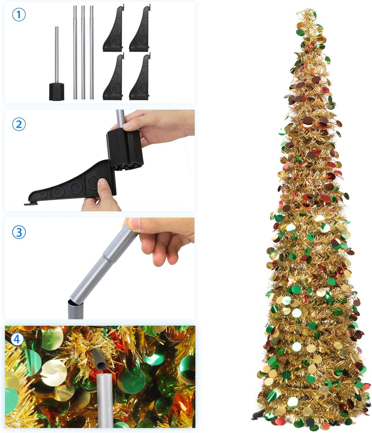 Árbol de Navidad MACTING 5FT Pop Up con Luces y Brillo