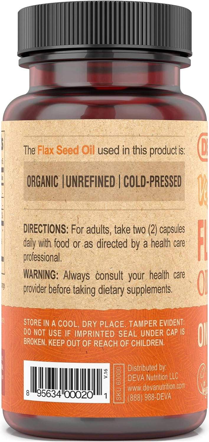 Aceite de Linaza Vegano DEVA - 90 Cápsulas Vegetales