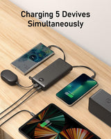 Cargador de energía con cables integrados y pantalla LED