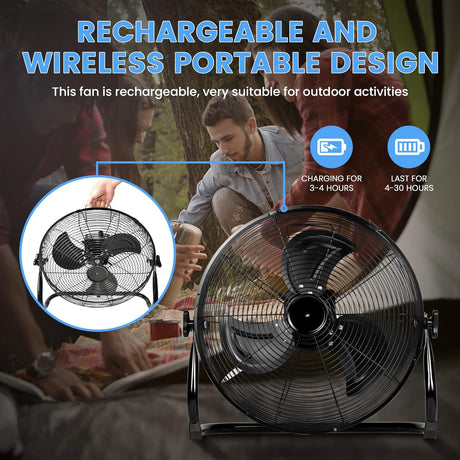 Ventilador de Piso a Batería Simple Deluxe 12 Pulgadas Portátil