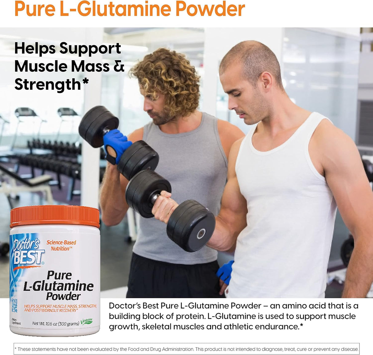 DocSuplementos de L-glutamina apoya la masa muscular 300g