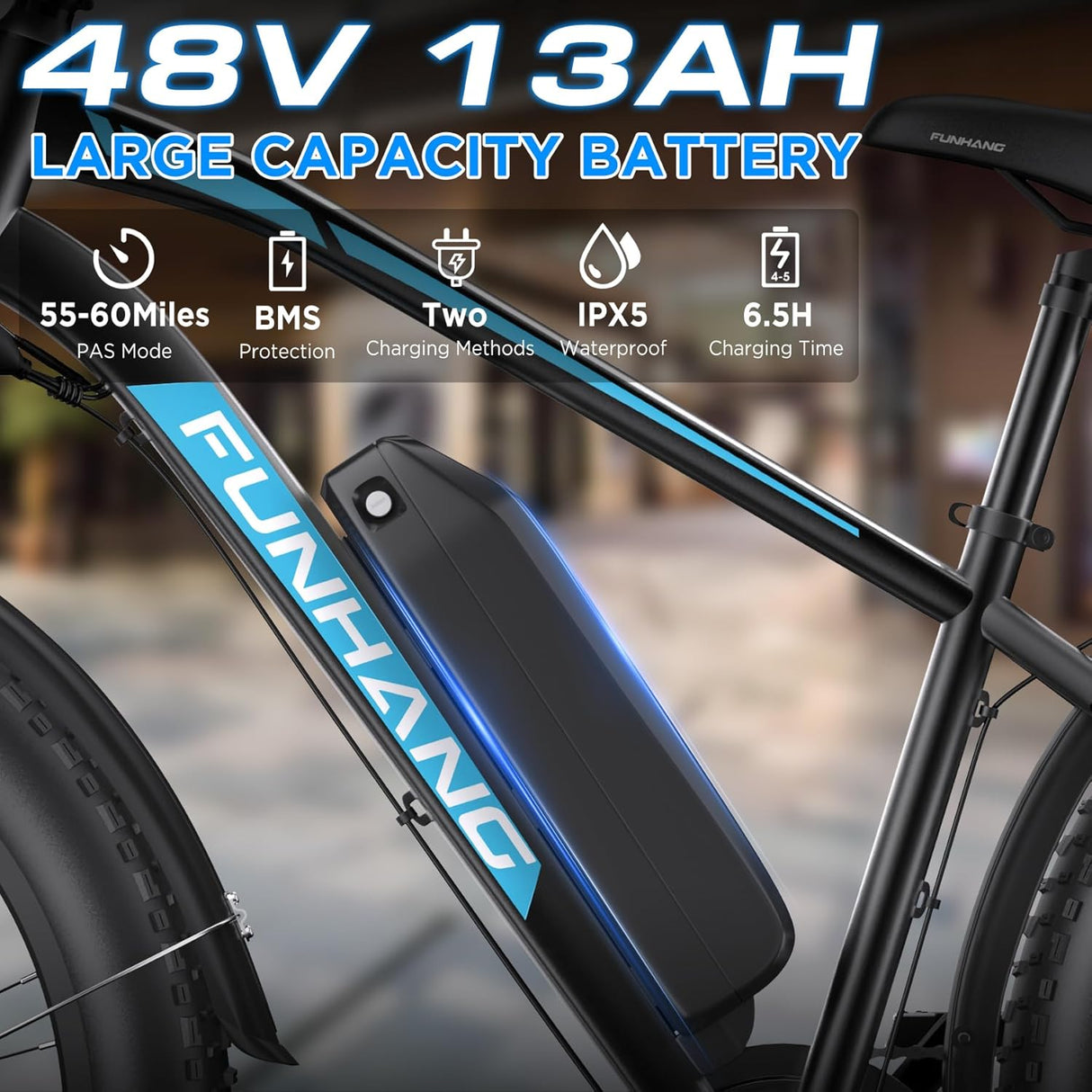Bicicleta Eléctrica 750W, 60 Millas, Suspensión, 26 Fat Tire