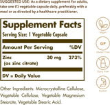 Suplementos Solgar Citrato de zinc 30 mg, 100 und vegetales