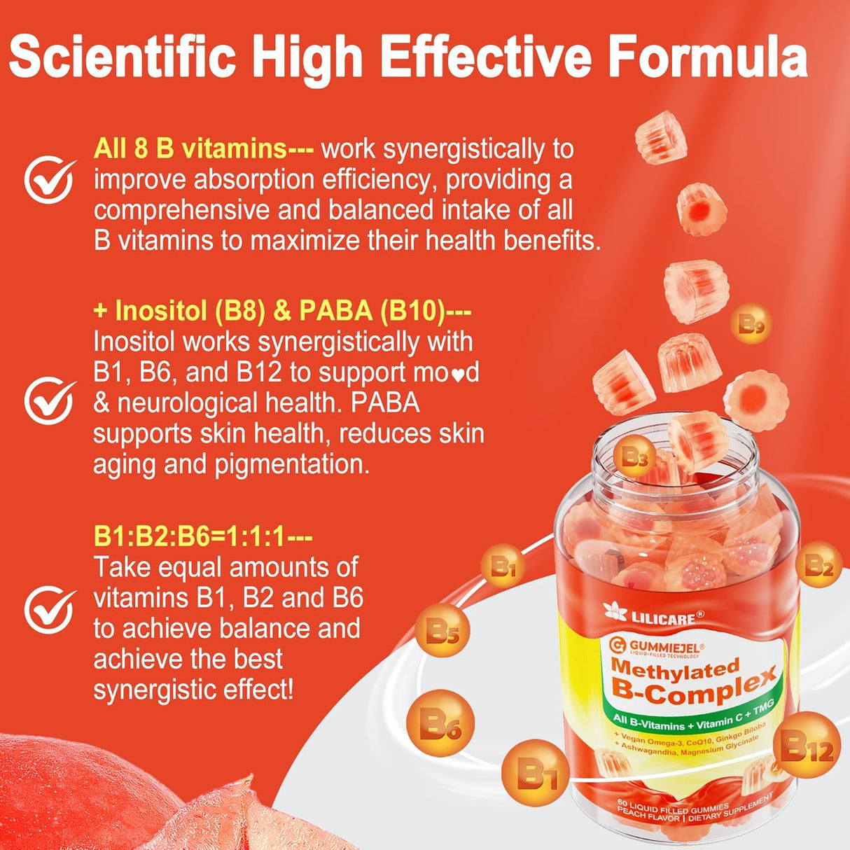 Super Methylated B Complex Gummies - Sin Azúcar, Omega-3, CoQ10