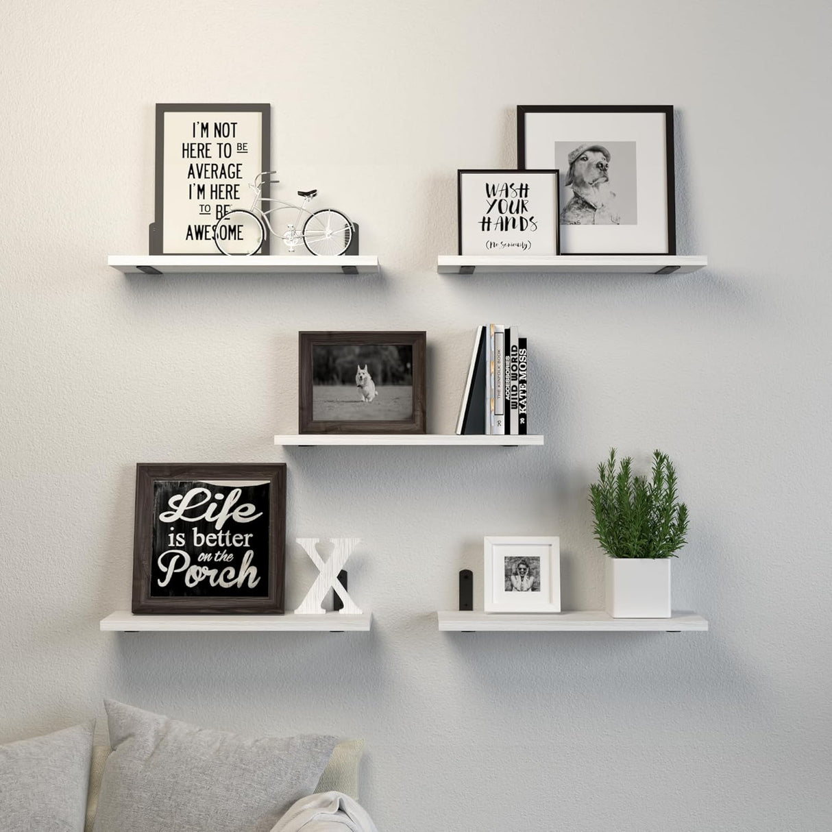 Estantes Flotantes de Madera, 5 Sets, Decoración y Almacenaje