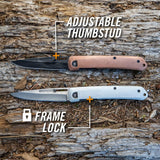 Cuchillo de bolsillo plegable con borde liso hoja de cobre