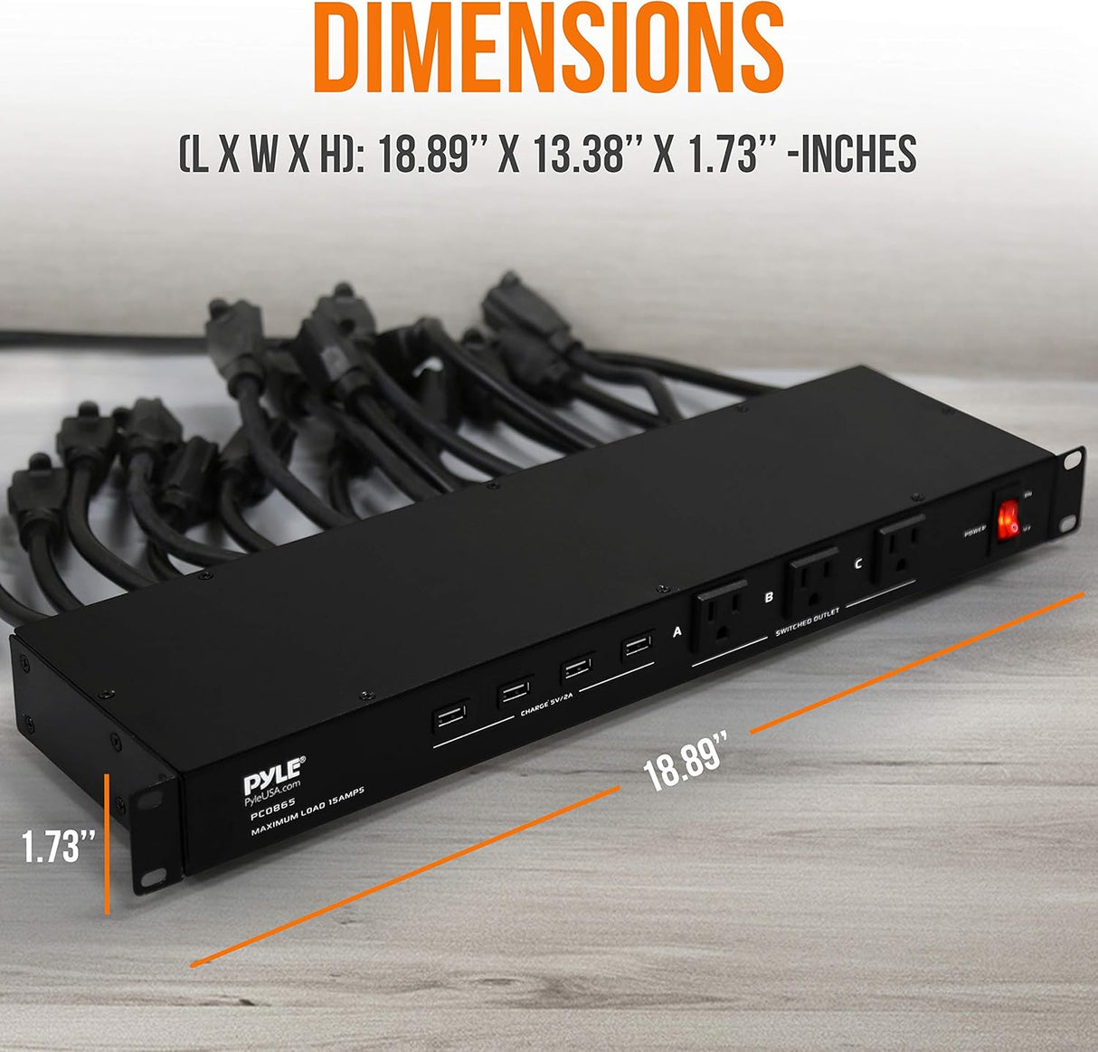 Regleta de alimentación  para rack 19 salidas Pyle