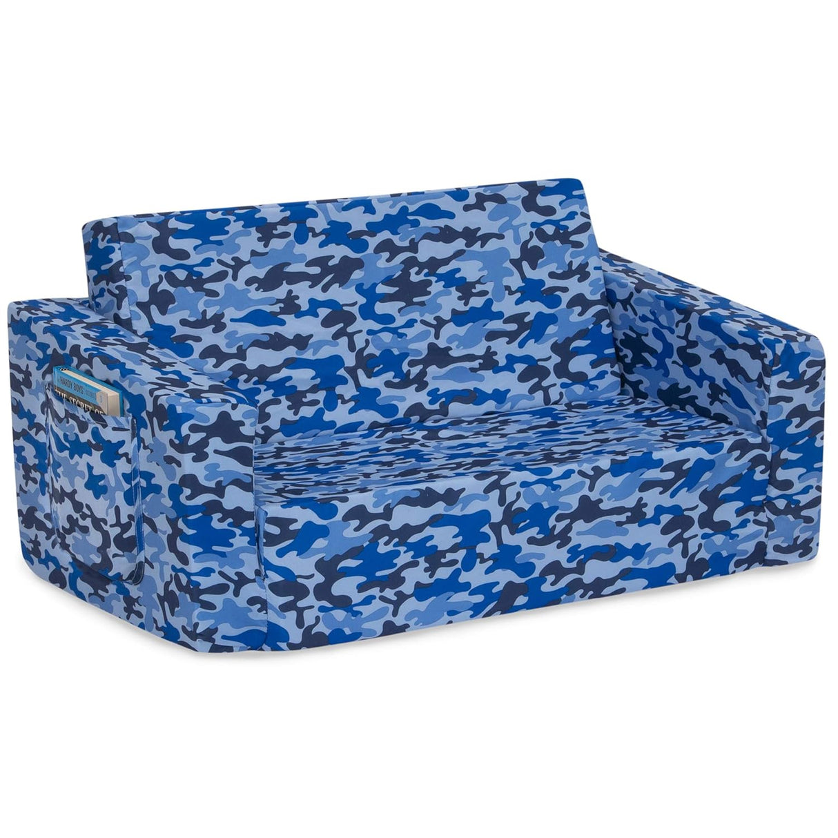 Silla cama convertible 2 en 1 para niños, camuflaje azul