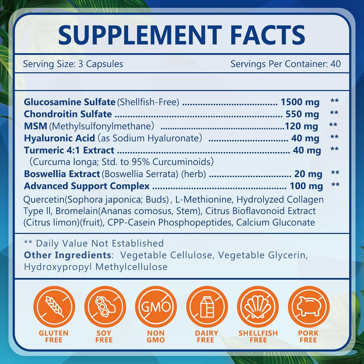 Suplemento de apoyo articular libre de mariscos NATURE TARGET