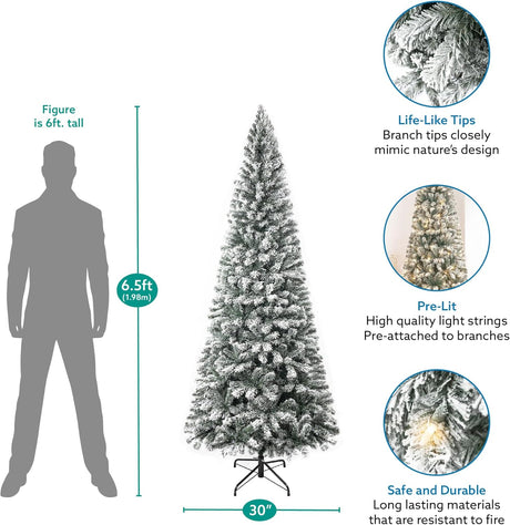 Árbol de Navidad Artificial 6.5ft Naomi Home, 250 luces, modelo Salzburg