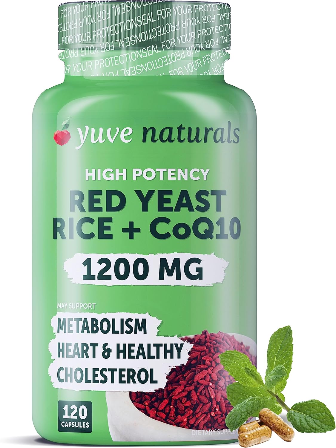 Suplemento Cápsulas de arroz de levadura roja de 1200 mg