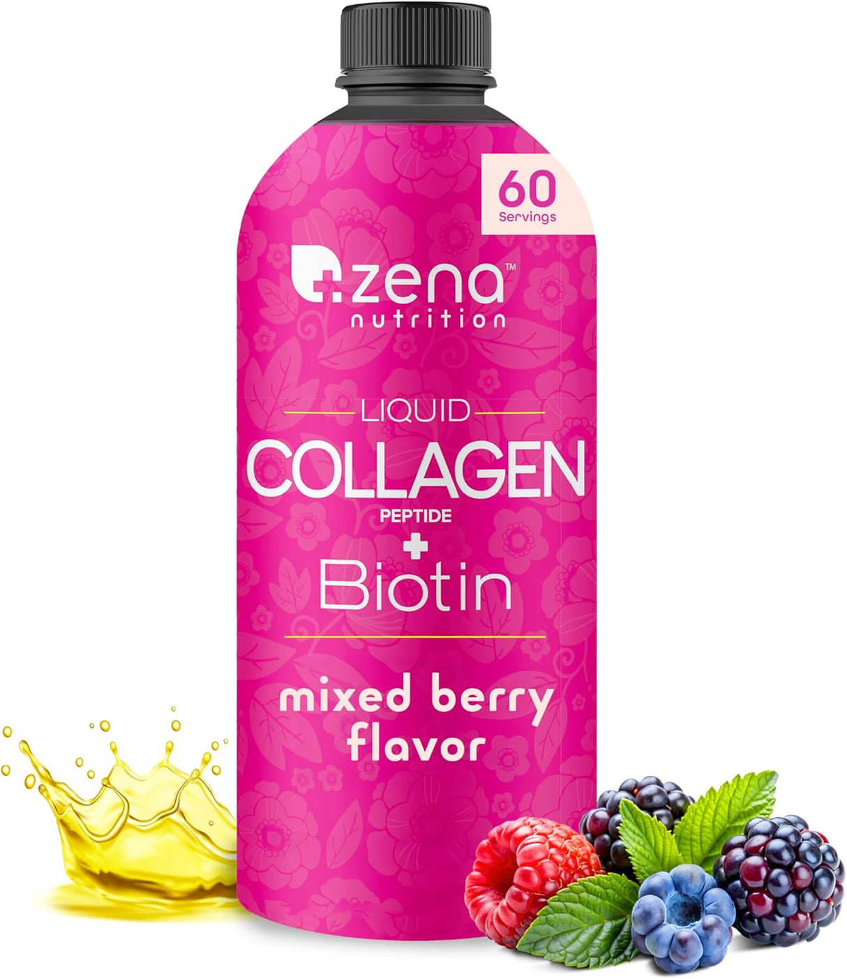 Zena Nutrition Colágeno Líquido con Biotina, 60 Servs