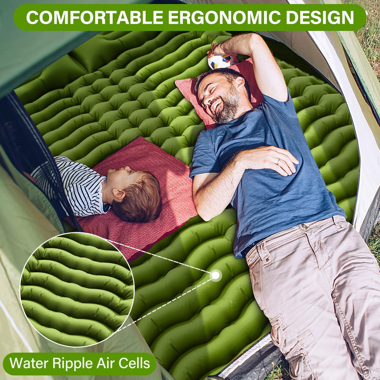 Colchón Inflable Doble 4 Autoinflable con Bomba y Almohada