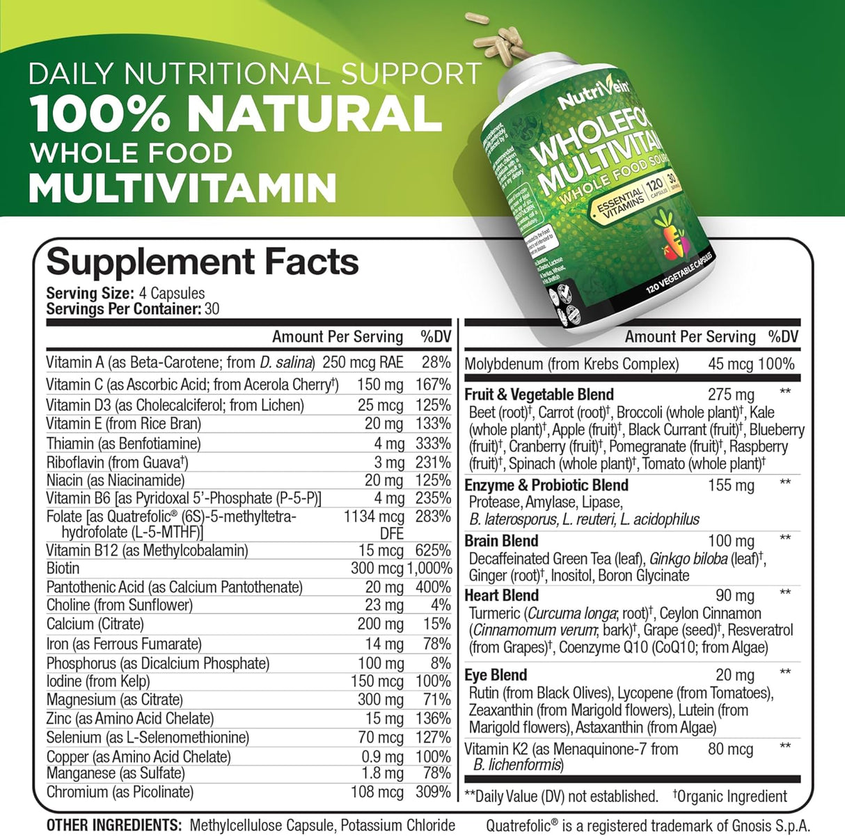Multivitamínico Nutrivein - Vitaminas Naturales 30 Días