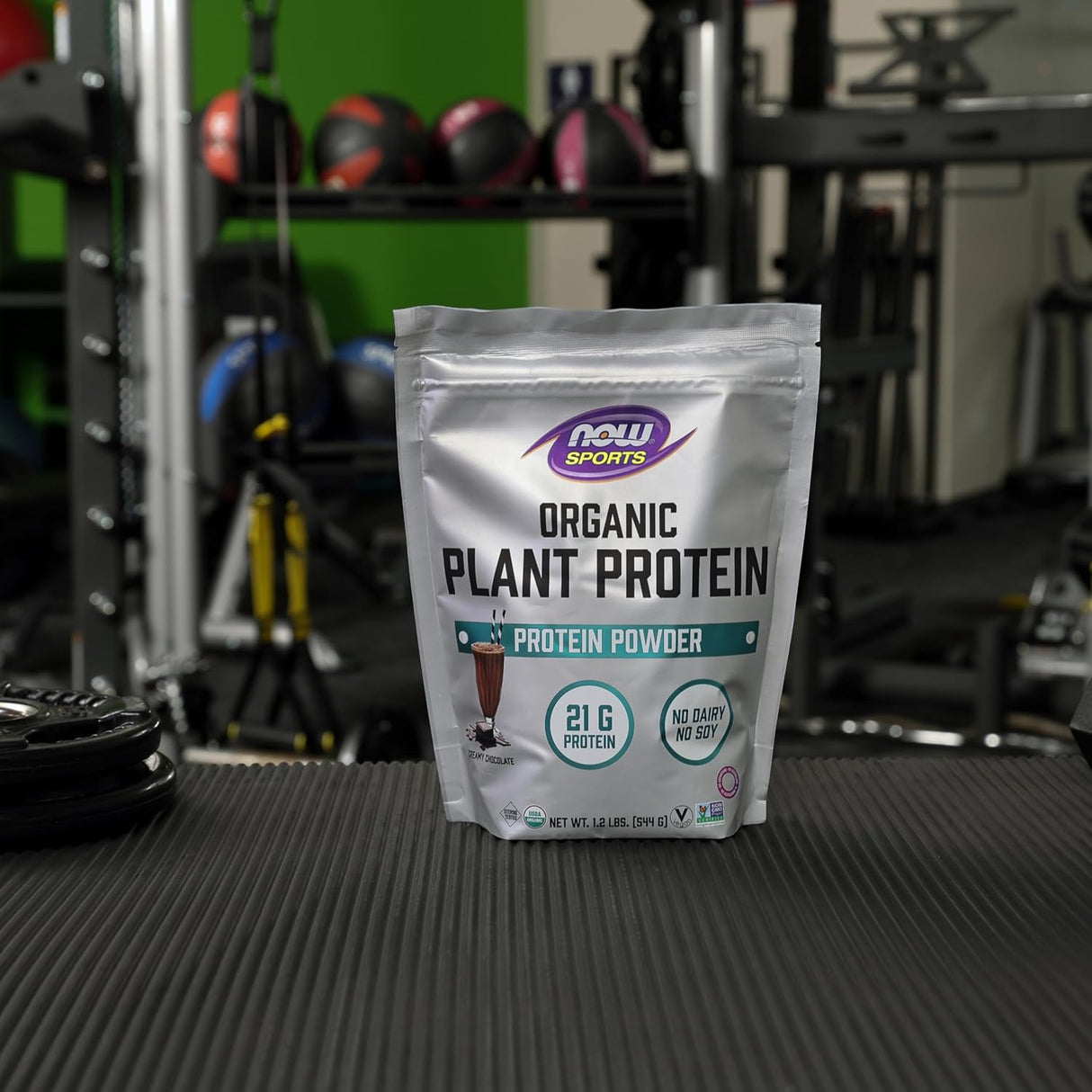 Proteína vegetal orgánica deportiva de NOW Foods, sabor chocolate, 1 lb