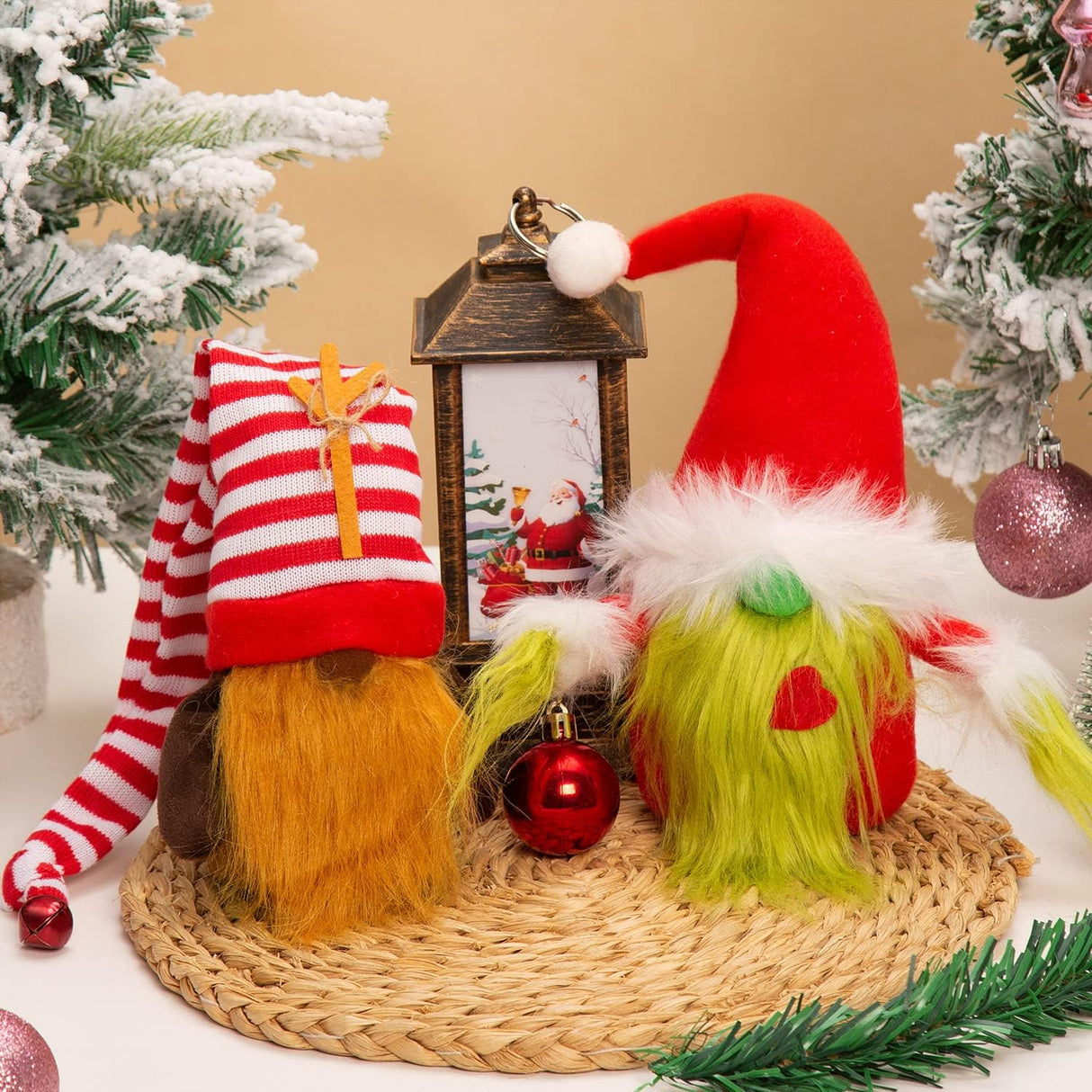 Adornos Navideños Gnomos Suecos 2-Pack, Hecho a Mano, Tomte