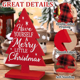 3 Pcs Árboles de Navidad de Madera, Decoración Rustica