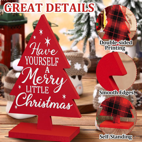 3 Pcs Árboles de Navidad de Madera, Decoración Rustica