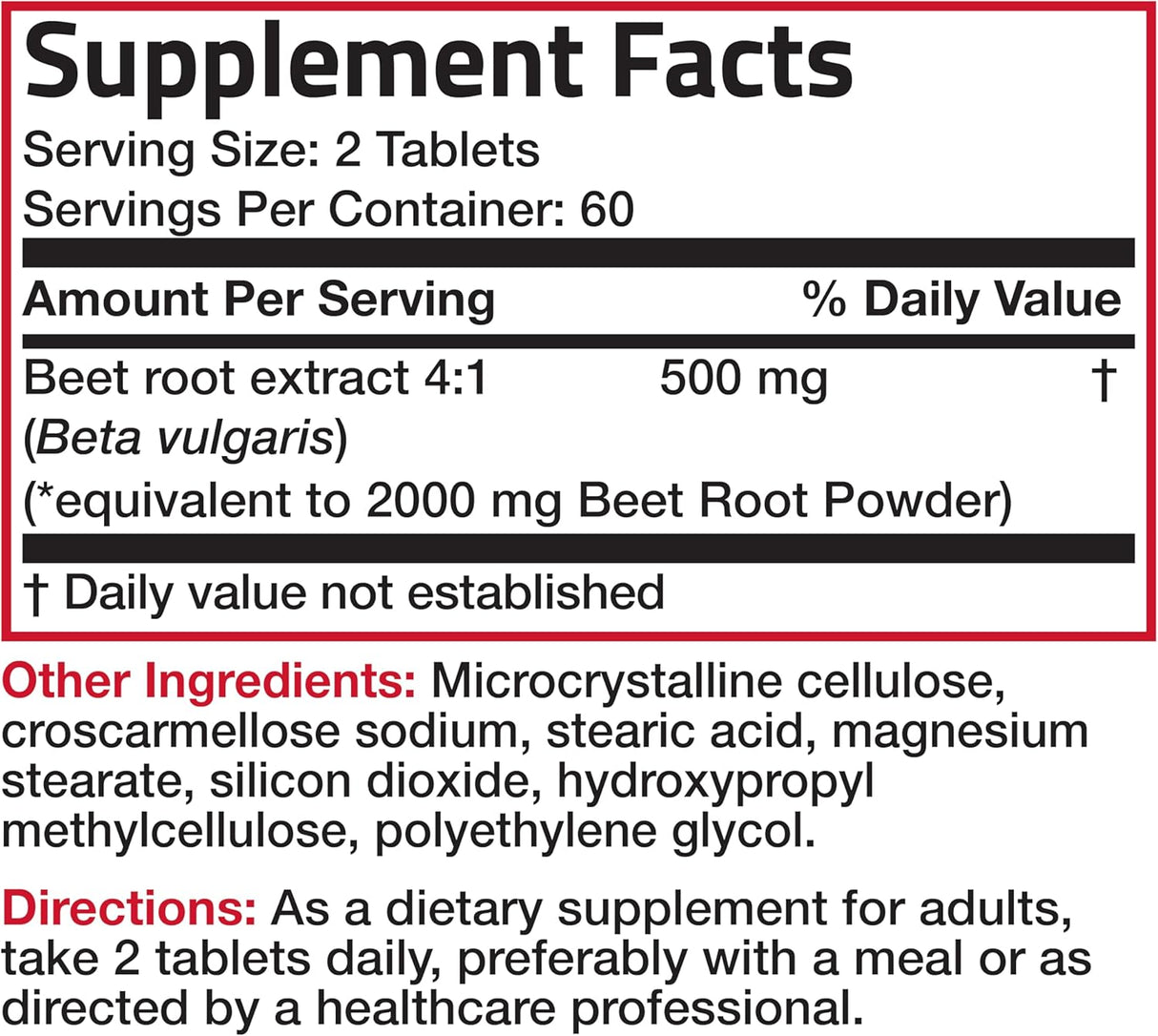 Suplemento de Remolacha Bronson, 120 Tabletas Vegetales, 2000mg