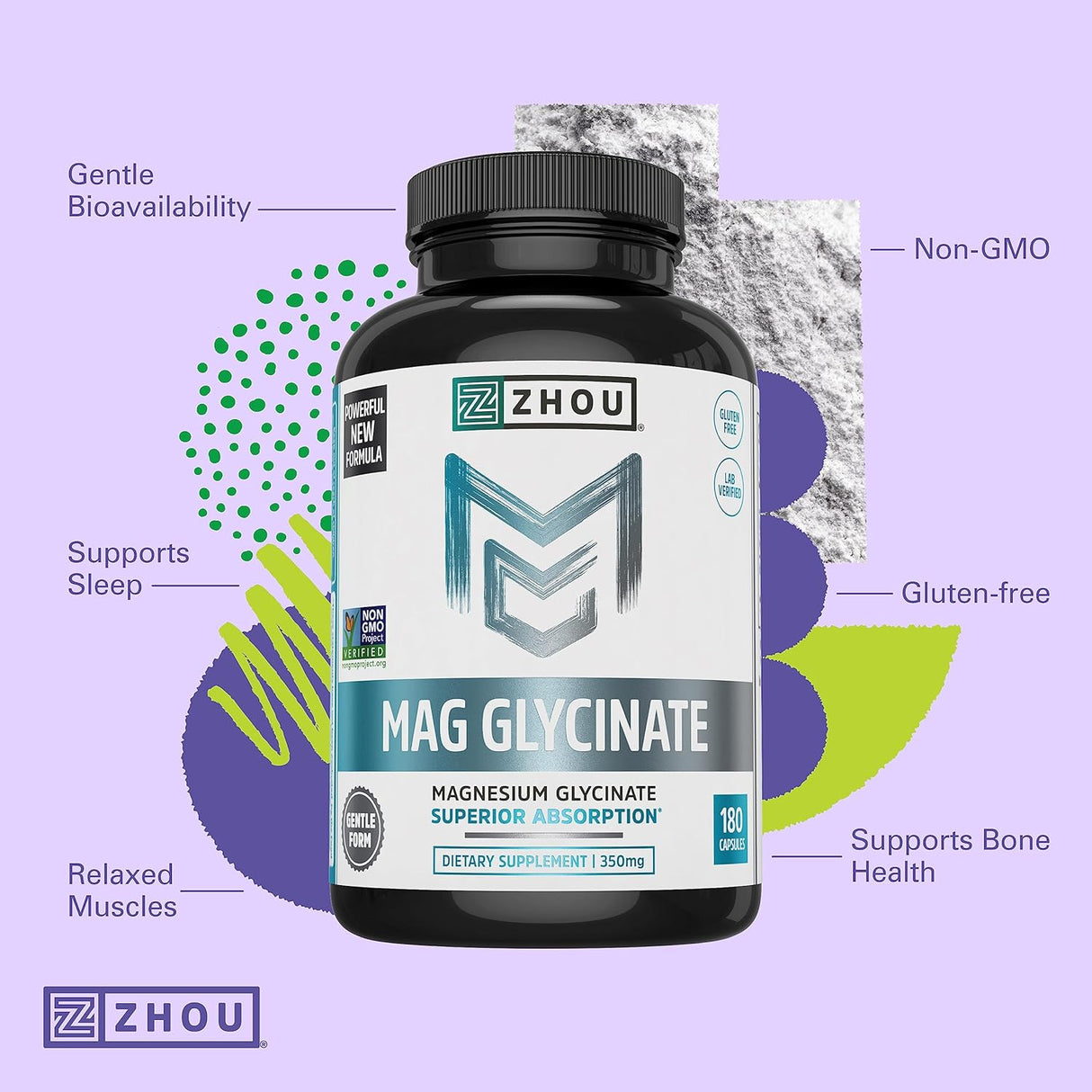 Zhou Magnesio Glicinato - Suplemento Natural para Sueño y Corazón
