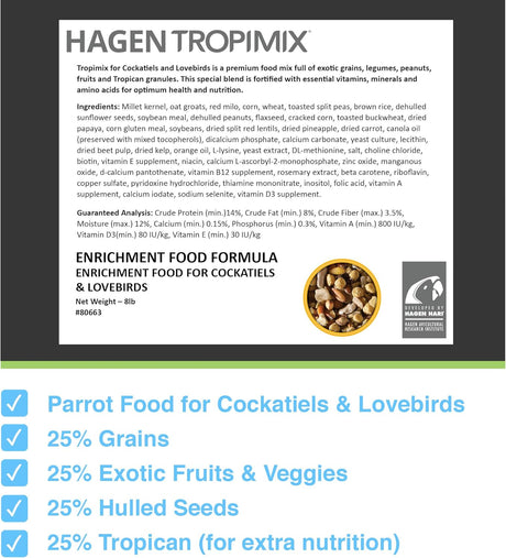 Hari Tropimix - alimento para loros  8 libras (paquete de 1)