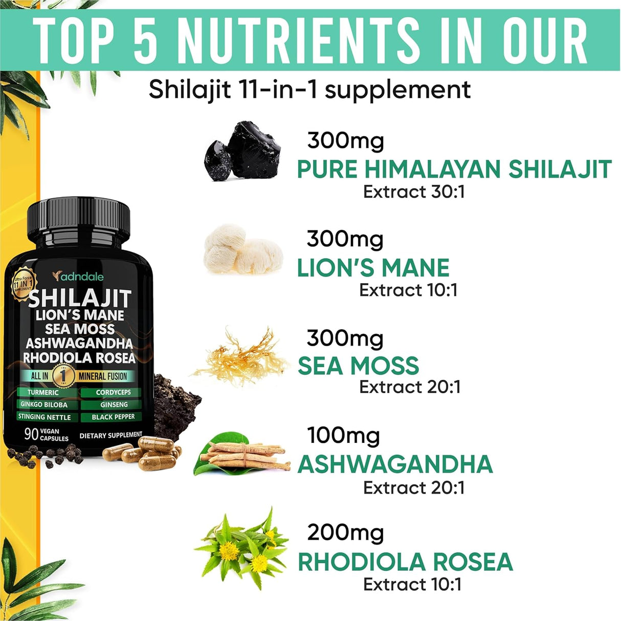 Shilajit Ultra Force 11 en 1 Cápsulas Orgánicas Himalayas