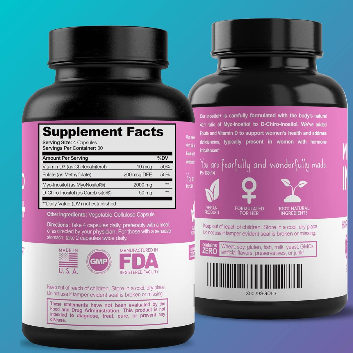 Suplemento  mio-inositol e inositol D-Chiro vitamina D