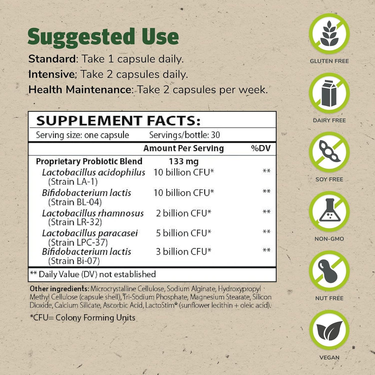 Suplementos 30 cápsulas, paquete de 2 probióticos multicepa