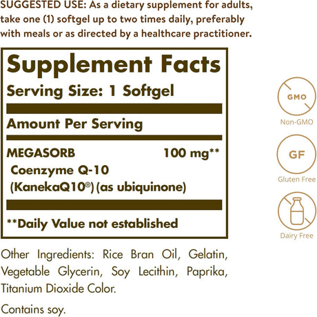Solgar Megasorb CoQ10 100 mg Suplemento 90 cápsulas