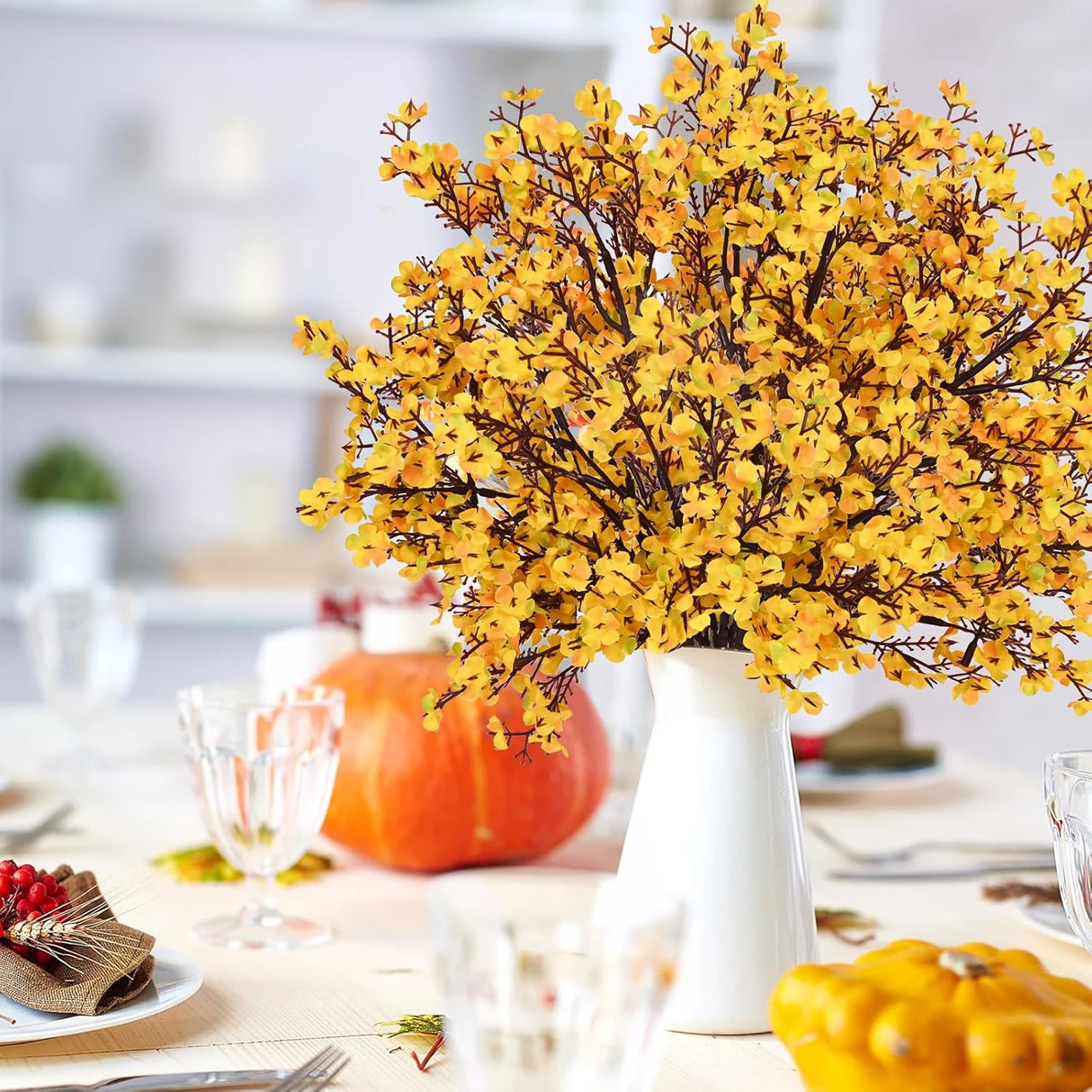 Flores Artificiales de Otoño Yastouay, 10 Pcs para Decoración