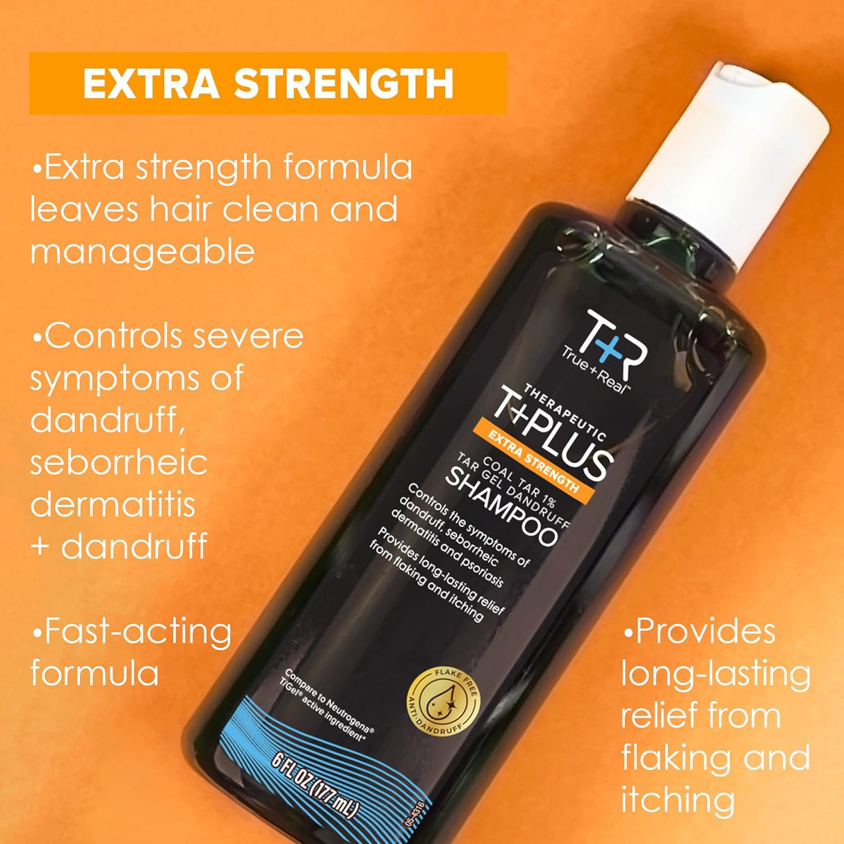 True+Real Champú terapéutico anticaspa de gel de alquitrán