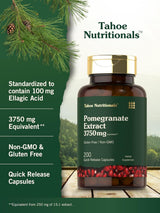 Extracto de Granada | 200 Cápsulas | 3750 mg | No GMO, Sin Gluten