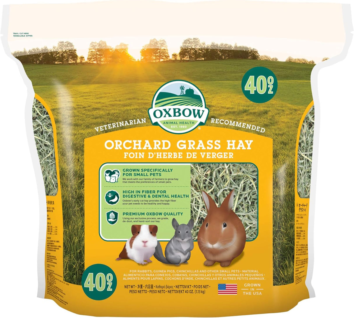 Heno de Hierba Orchard Oxbow - Rico en Fibra - 40 oz.
