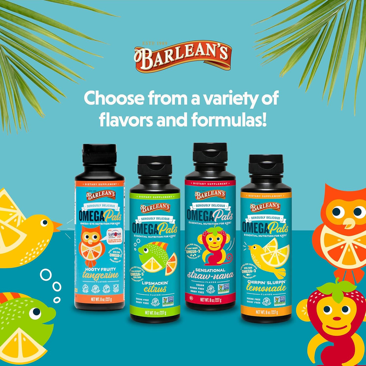 Omega Pals Barlean's Aceite de Linaza Infantil, 1,483 mg ALA, 8 oz