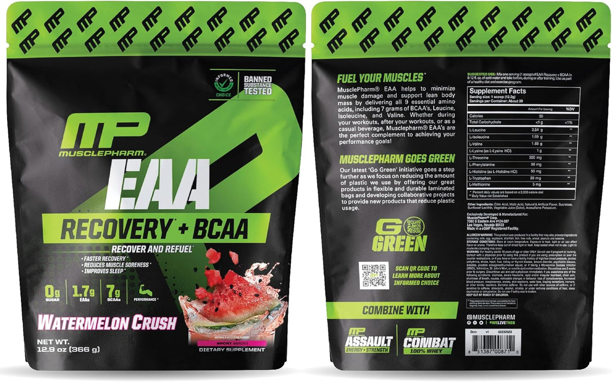 EAA Recovery+BCAAs Suplemento Post Entreno Muscle Pharm 30 Servs