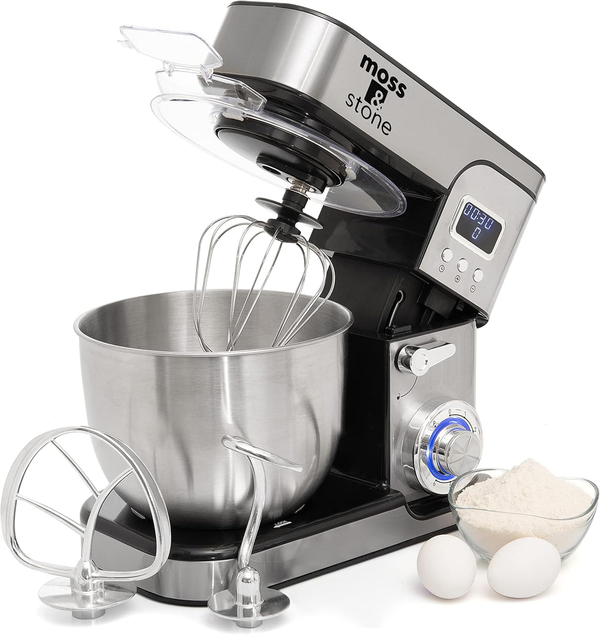 Batidora eléctrica Moss & Stone, 5.5L, 6 velocidades, LCD