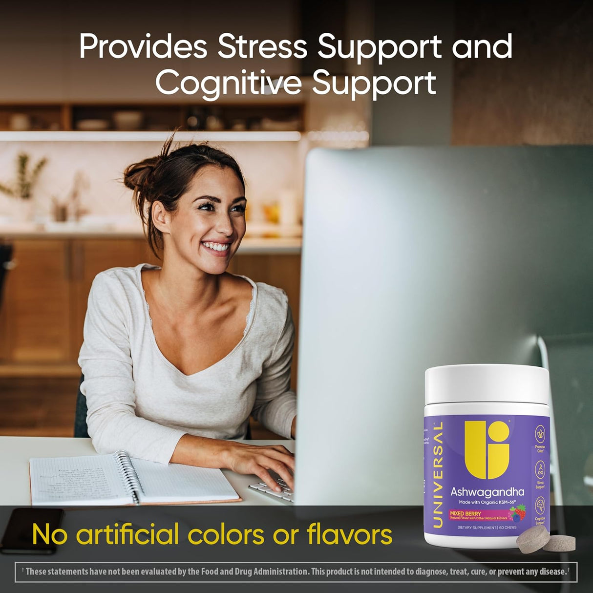 Suplemento Ashwagandha KSM-66, apoyo estrés y energía, 60 tabletas