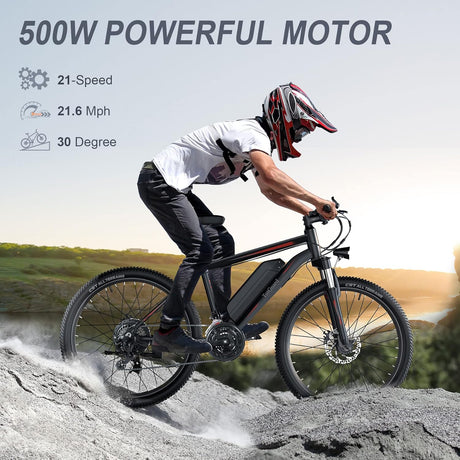 Bicicleta eléctrica Wooken 750W, 55 millas, 21 velocidades