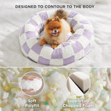 Cama para perros pequeños redondas con felpa lanuda jacquard