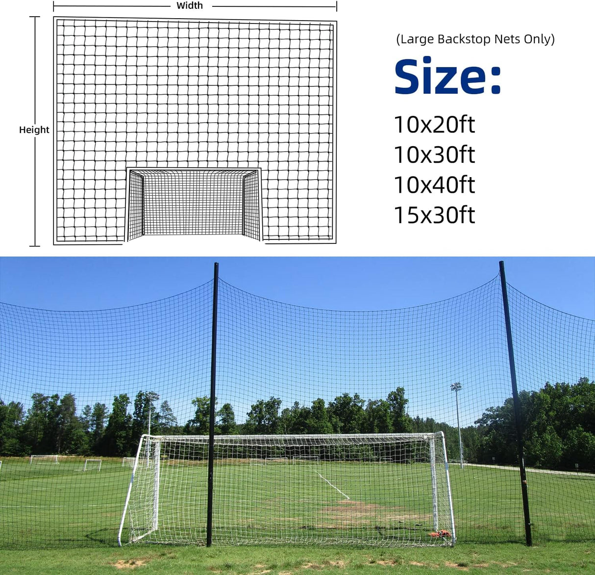 Red de Fútbol de Alto Impacto, Malla de Nylon, 10x20 a 10x40 pies