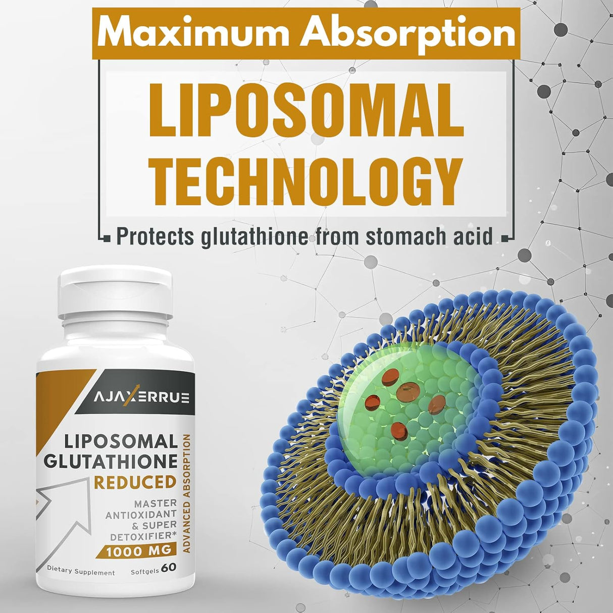 Suplemento de glutatión reducido de 1000 mg con vitamina C