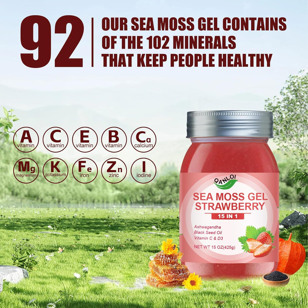 Gel de Marea con 15 Ingredientes, 15oz, con Ashwagandha y Vitaminas